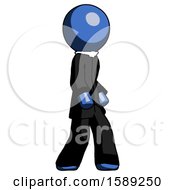Poster, Art Print Of Blue Clergy Man Walking Turned Right Front View
