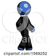 Poster, Art Print Of Blue Clergy Man Walking Away Direction Right View