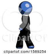 Poster, Art Print Of Blue Clergy Man Walking Away Direction Left View