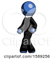 Poster, Art Print Of Blue Clergy Man Man Walking Turned Left Front View