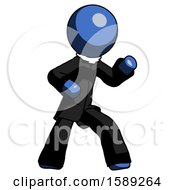 Blue Clergy Man Martial Arts Defense Pose Right
