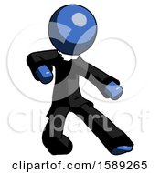 Poster, Art Print Of Blue Clergy Man Karate Defense Pose Right