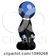 Blue Clergy Man Kneeling Angle View Right
