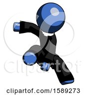 Blue Clergy Man Action Hero Jump Pose