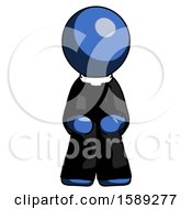 Poster, Art Print Of Blue Clergy Man Squatting Facing Front