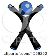 Blue Clergy Man Jumping Or Flailing