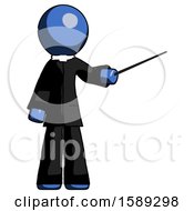 Blue Clergy Man Teacher Or Conductor With Stick Or Baton Directing