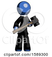 Poster, Art Print Of Blue Clergy Man With Sledgehammer Standing Ready To Work Or Defend