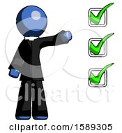 Poster, Art Print Of Blue Clergy Man Standing By List Of Checkmarks