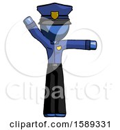 Poster, Art Print Of Blue Police Man Directing Traffic Right