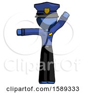 Poster, Art Print Of Blue Police Man Directing Traffic Left