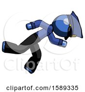 Poster, Art Print Of Blue Police Man Running While Falling Down