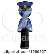 Blue Police Man Walking Front View