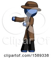 Poster, Art Print Of Blue Detective Man Presenting Something To His Right