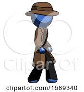 Poster, Art Print Of Blue Detective Man Walking Turned Right Front View