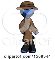 Poster, Art Print Of Blue Detective Man Walking Away Direction Right View