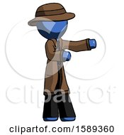 Blue Detective Man Presenting Something To His Left