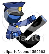 Poster, Art Print Of Blue Police Man Flying Ninja Kick Right