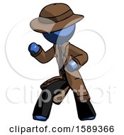 Blue Detective Man Martial Arts Defense Pose Left