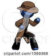 Blue Detective Man Martial Arts Defense Pose Right