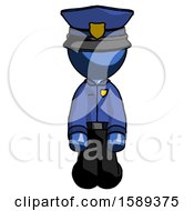 Poster, Art Print Of Blue Police Man Kneeling Front Pose