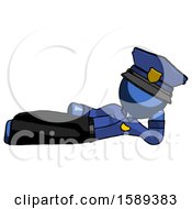 Blue Police Man Reclined On Side