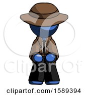 Poster, Art Print Of Blue Detective Man Squatting Facing Front