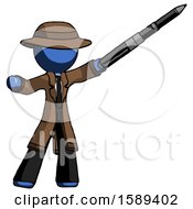 Poster, Art Print Of Blue Detective Man Demonstrating That Indeed The Pen Is Mightier