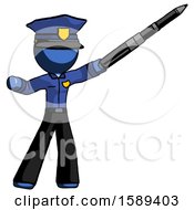 Poster, Art Print Of Blue Police Man Demonstrating That Indeed The Pen Is Mightier