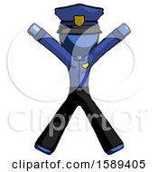Poster, Art Print Of Blue Police Man Jumping Or Flailing