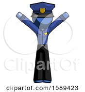 Blue Police Man With Arms Out Joyfully