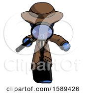 Poster, Art Print Of Blue Detective Man Looking Down Through Magnifying Glass