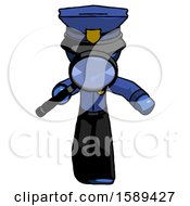 Poster, Art Print Of Blue Police Man Looking Down Through Magnifying Glass