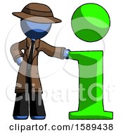 Poster, Art Print Of Blue Detective Man With Info Symbol Leaning Up Against It