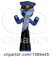 Poster, Art Print Of Blue Police Man Shrugging Confused
