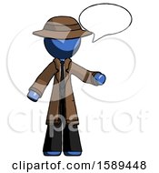 Poster, Art Print Of Blue Detective Man With Word Bubble Talking Chat Icon
