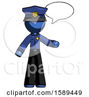 Poster, Art Print Of Blue Police Man With Word Bubble Talking Chat Icon