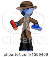 Poster, Art Print Of Blue Detective Man Red Pill Or Blue Pill Concept