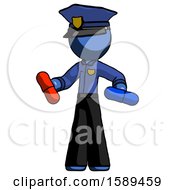Poster, Art Print Of Blue Police Man Red Pill Or Blue Pill Concept