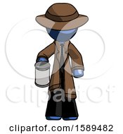 Poster, Art Print Of Blue Detective Man Begger Holding Can Begging Or Asking For Charity