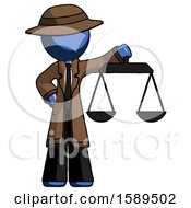 Poster, Art Print Of Blue Detective Man Holding Scales Of Justice