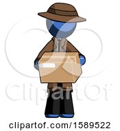 Blue Detective Man Holding Box Sent Or Arriving In Mail