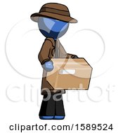 Poster, Art Print Of Blue Detective Man Holding Package To Send Or Recieve In Mail