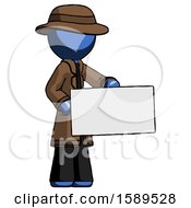 Poster, Art Print Of Blue Detective Man Presenting Large Envelope