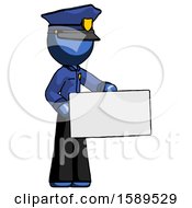 Poster, Art Print Of Blue Police Man Presenting Large Envelope