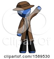 Blue Detective Man Waving Emphatically With Left Arm