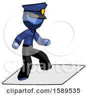 Poster, Art Print Of Blue Police Man On Postage Envelope Surfing