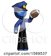 Poster, Art Print Of Blue Police Man Holding Football Up