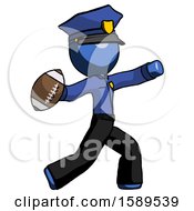 Poster, Art Print Of Blue Police Man Throwing Football