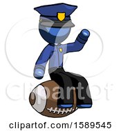 Poster, Art Print Of Blue Police Man Sitting On Giant Football